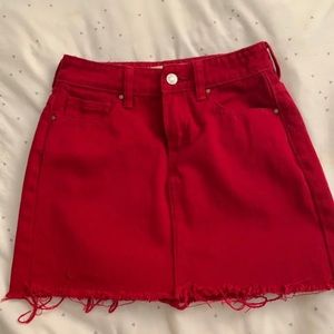 pacsun size 23 red denim high waisted skirt